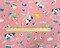 Pink-White-Multi Cotton Novelty Printed Plain Woven Fabric By the Yard
